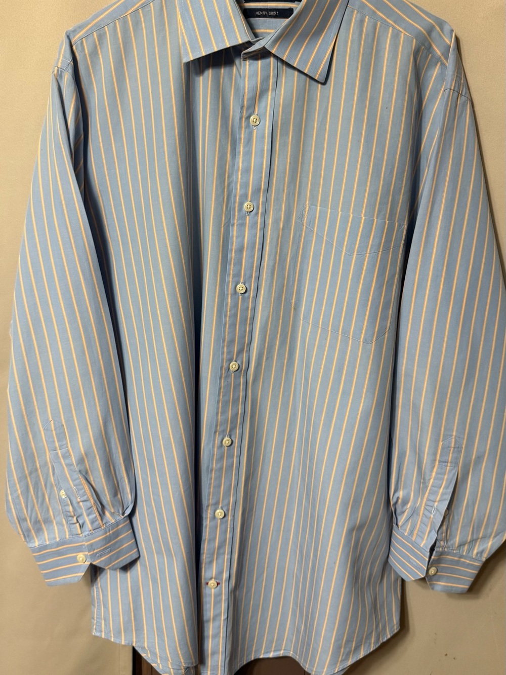 Daniel Cremieux Blue Dress Shirt with Yellow Stripes